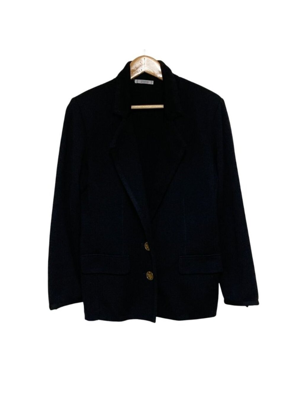 Saint Laurent Rive Gauche Liv Gold Button Knit Tailored Jacket Black 38
